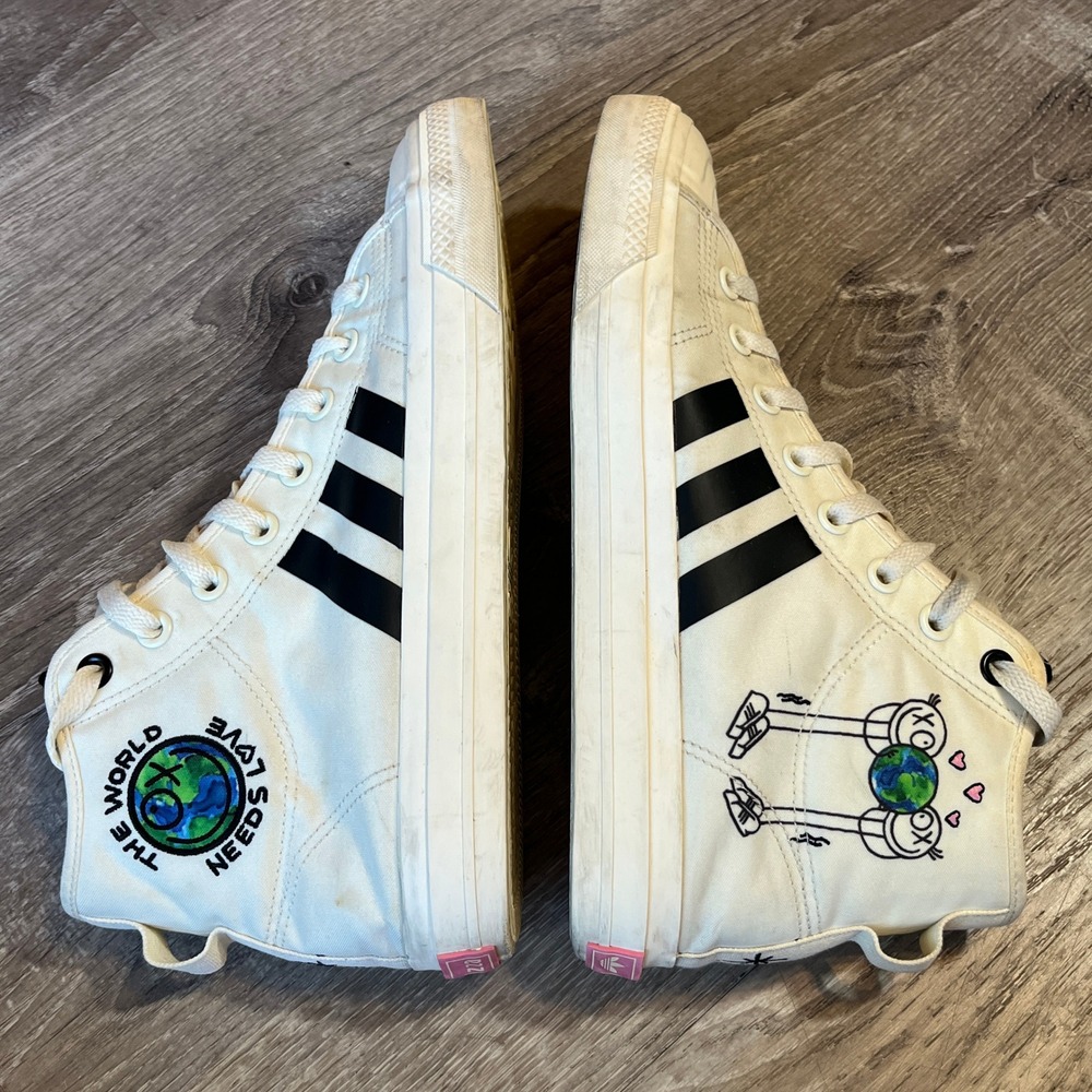 Adidas x Andre Saraiva Nizza Hi RF Mens 10 White Pink Black GZ2204 Sneakers